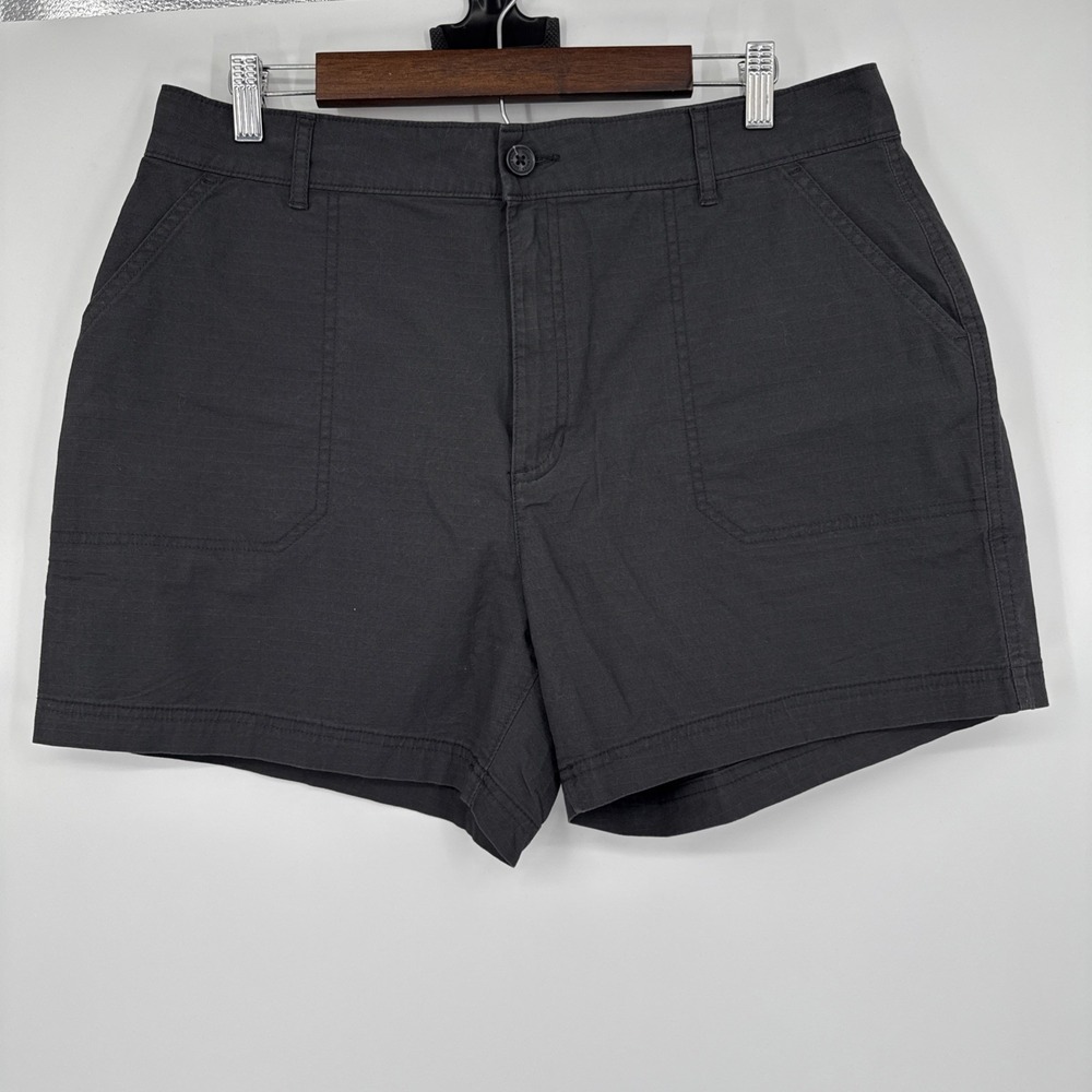 NWT Eddie Bauer Ripstop Shorts Womens 14 Black Gorpcore Hiking High Rise 5"
